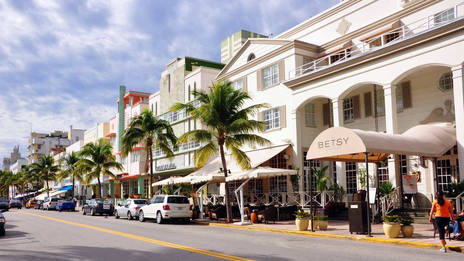 Art deco hotels along Ocean Drive in Miami Beach